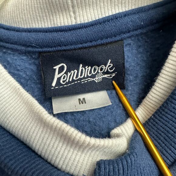 Pembrook‎ Womens Embroidered Sweatshirt M Grandma Floral Navy Blue Pullover - Picture 3 of 7